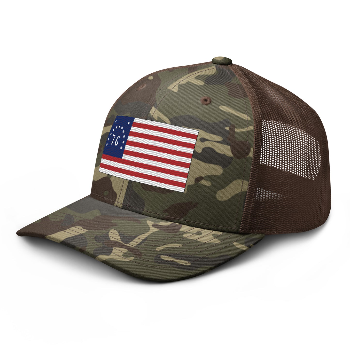 Embroidered Bennington Flag | Camouflage Trucker Cap Camouflage Trucker Cap Gun Beaver   