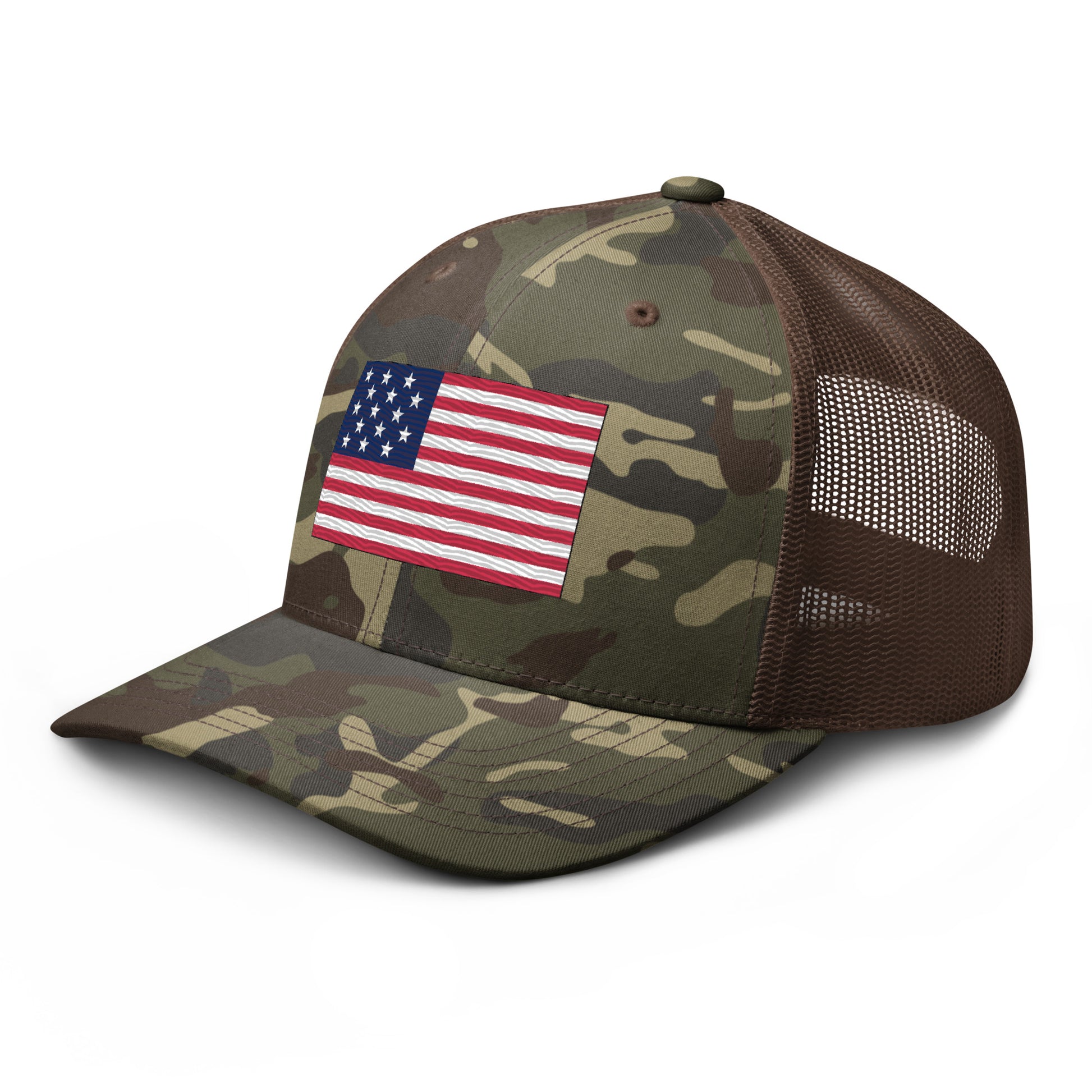 Embroidered 1812 Flag ("The Star-Spangled Banner") | Camouflage Trucker Cap Camouflage Trucker Cap Gun Beaver   