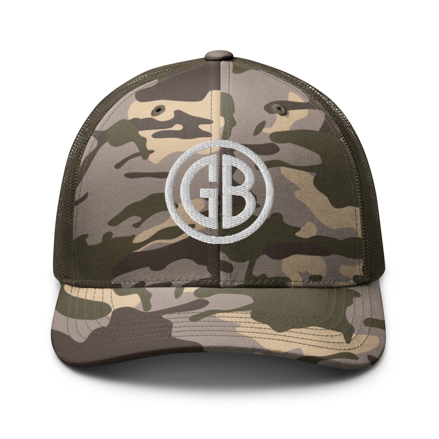 Embroidered  Gun Beaver Logo | Camouflage Trucker Cap Camouflage Trucker Cap Gun Beaver Camo/Olive  