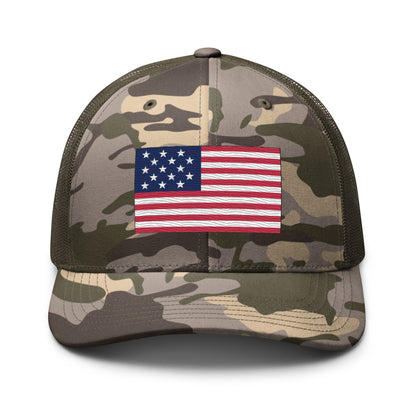 Embroidered 1812 Flag ("The Star-Spangled Banner") | Camouflage Trucker Cap Camouflage Trucker Cap Gun Beaver Camo/Olive  