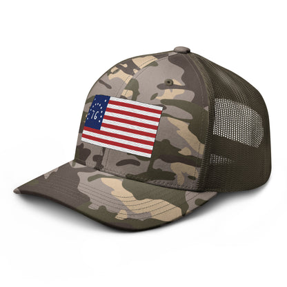 Embroidered Bennington Flag | Camouflage Trucker Cap Camouflage Trucker Cap Gun Beaver   