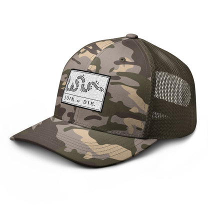 Embroidered “Join or Die" Flag | Camouflage Trucker Cap Camouflage Trucker Cap Gun Beaver   