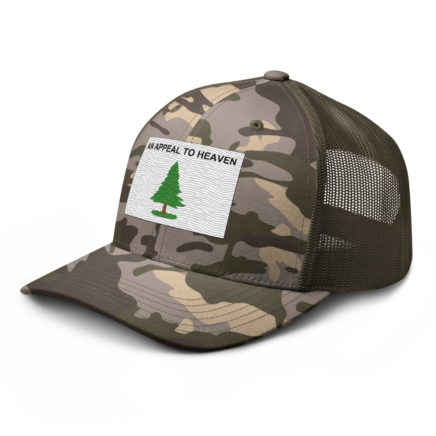 Embroidered "An Appeal to Heaven" Flag | Camouflage Trucker Cap Camouflage Trucker Cap Gun Beaver   