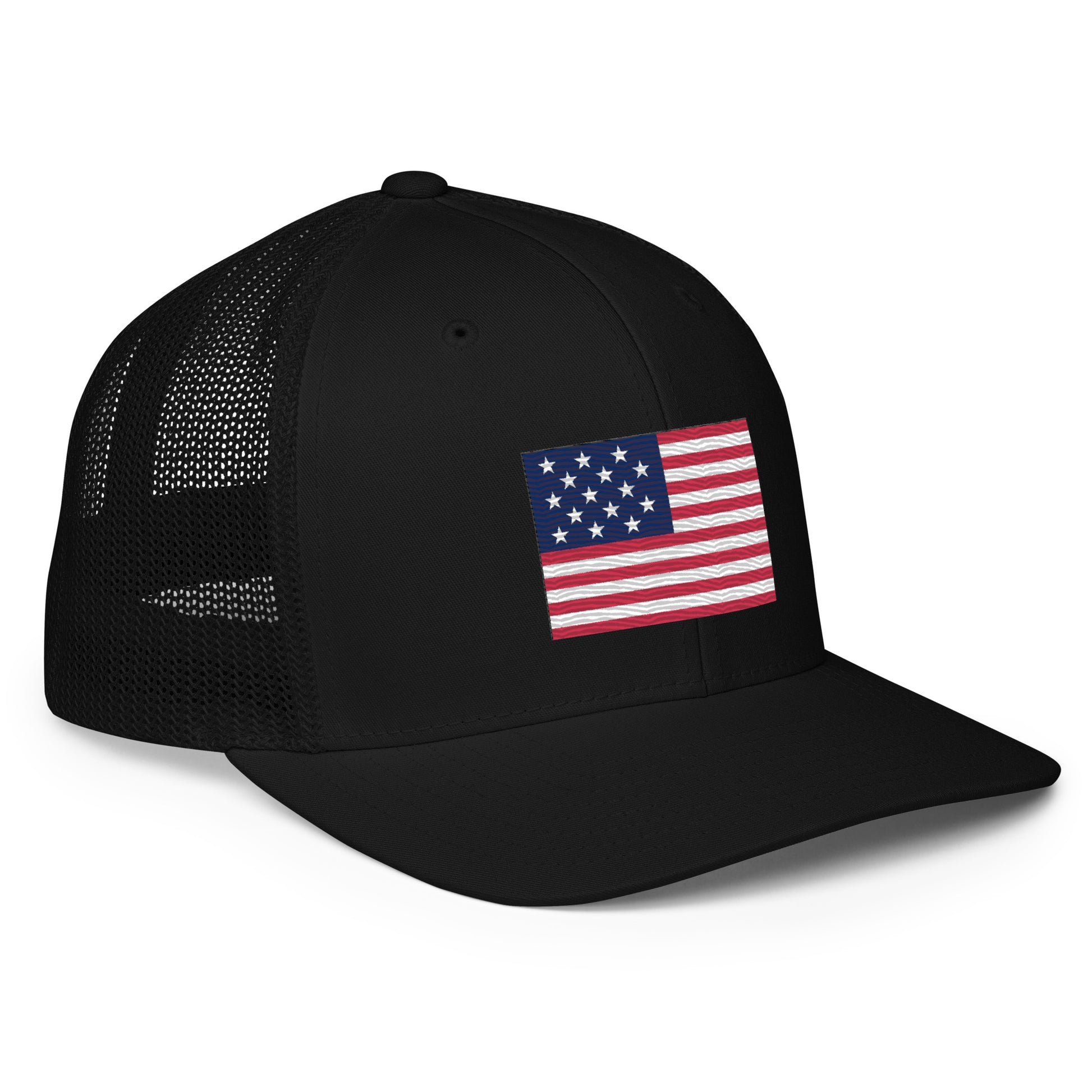 Embroidered 1812 Flag ("The Star-Spangled Banner") | Closed-Back Trucker Cap | Flexfit 6511 Flexfit 6511 Gun Beaver   