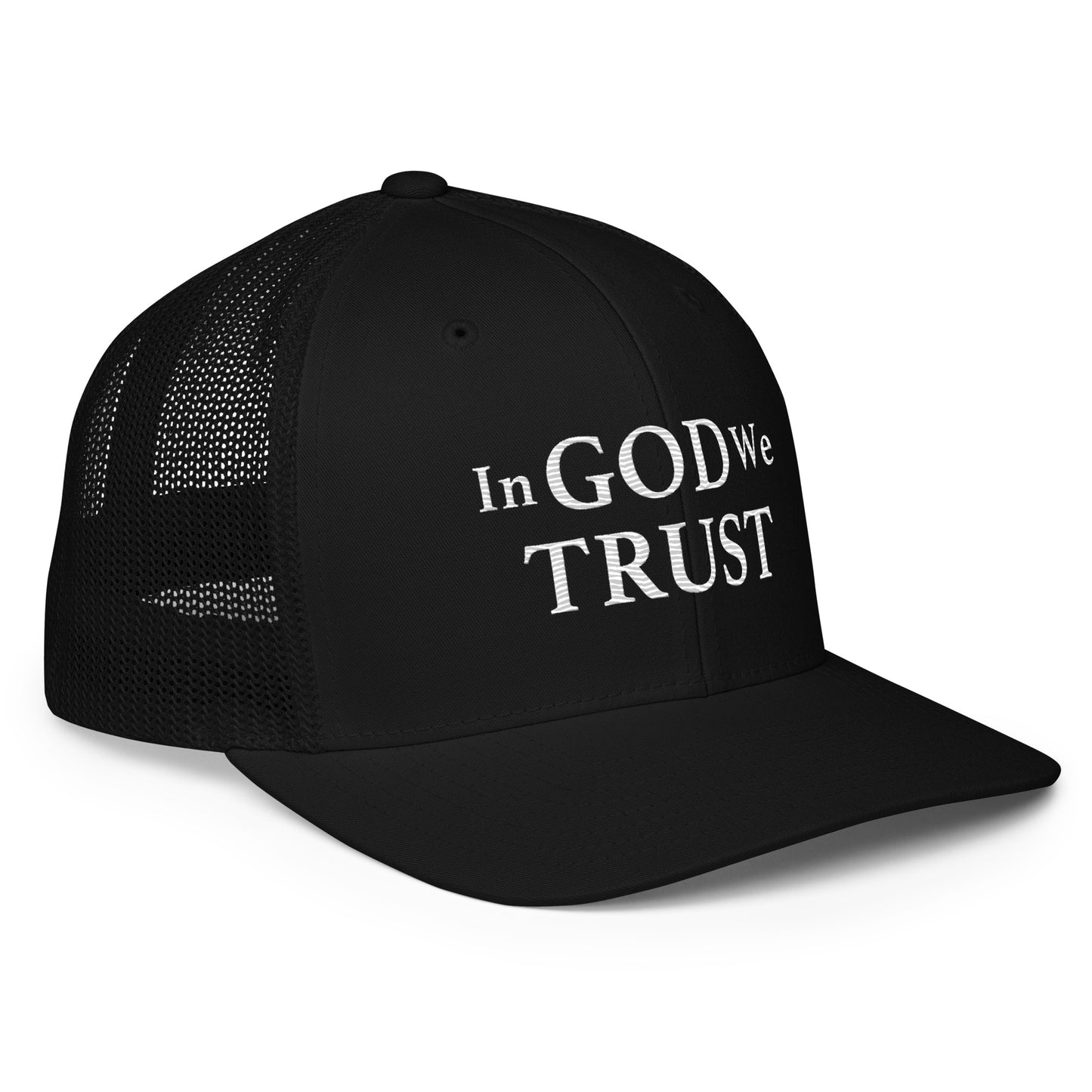 Embroidered "In God We Trust" | Closed-Back Trucker Cap | Flexfit 6511 Flexfit 6511 Gun Beaver   