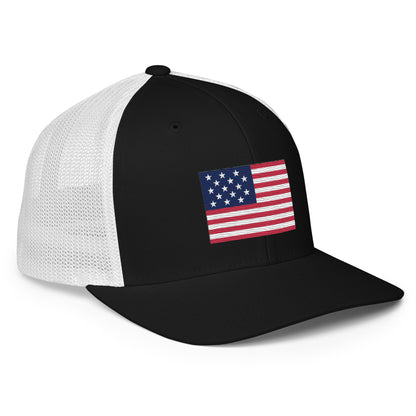 Embroidered 1812 Flag ("The Star-Spangled Banner") | Closed-Back Trucker Cap | Flexfit 6511 Flexfit 6511 Gun Beaver   