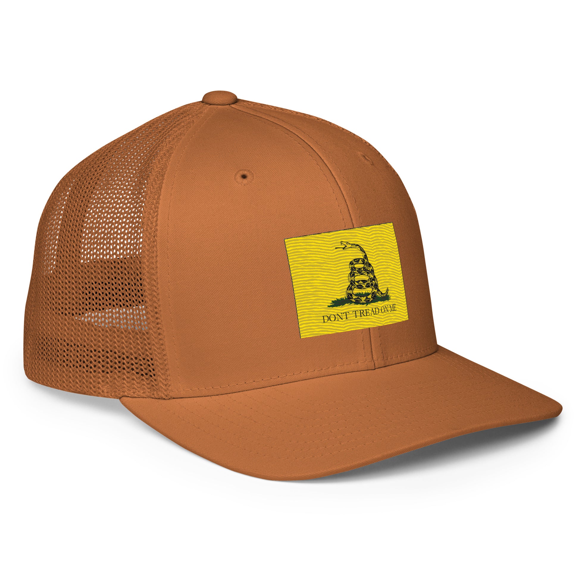 Embroidered "Don't Tread on Me" Gadsden Flag | Closed-Back Trucker Cap | Flexfit 6511 Flexfit 6511 Gun Beaver   