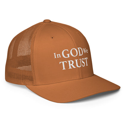 Embroidered "In God We Trust" | Closed-Back Trucker Cap | Flexfit 6511 Flexfit 6511 Gun Beaver   