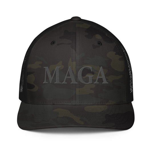 Embroidered Dark Camo "MAGA" | Closed-Back Trucker Cap | Flexfit 6511 Flexfit 6511 Gun Beaver Default Title