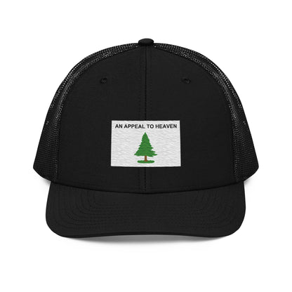 Embroidered "An Appeal to Heaven" Flag | Snapback Trucker Cap | Richardson 112 Richardson 112 Gun Beaver Black  