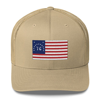 Embroidered Bennington Flag | Retro Trucker Cap Retro Trucker Cap Gun Beaver Khaki  