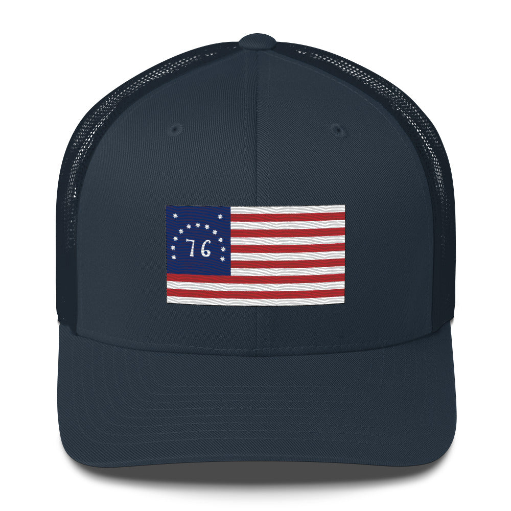 Embroidered Bennington Flag | Retro Trucker Cap Retro Trucker Cap Gun Beaver Navy  