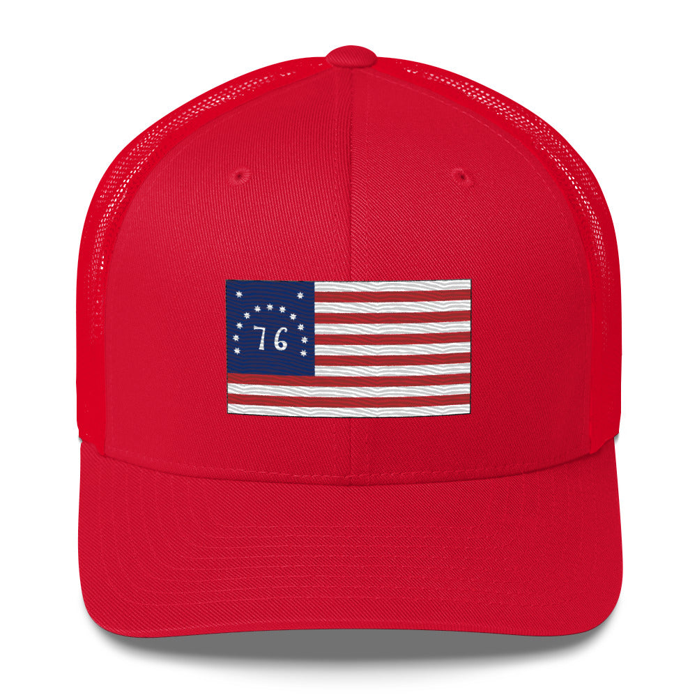 Embroidered Bennington Flag | Retro Trucker Cap Retro Trucker Cap Gun Beaver Red  