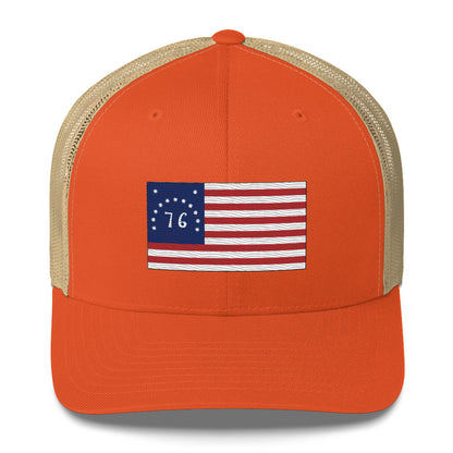 Embroidered Bennington Flag | Retro Trucker Cap Retro Trucker Cap Gun Beaver Rustic Orange/ Khaki  