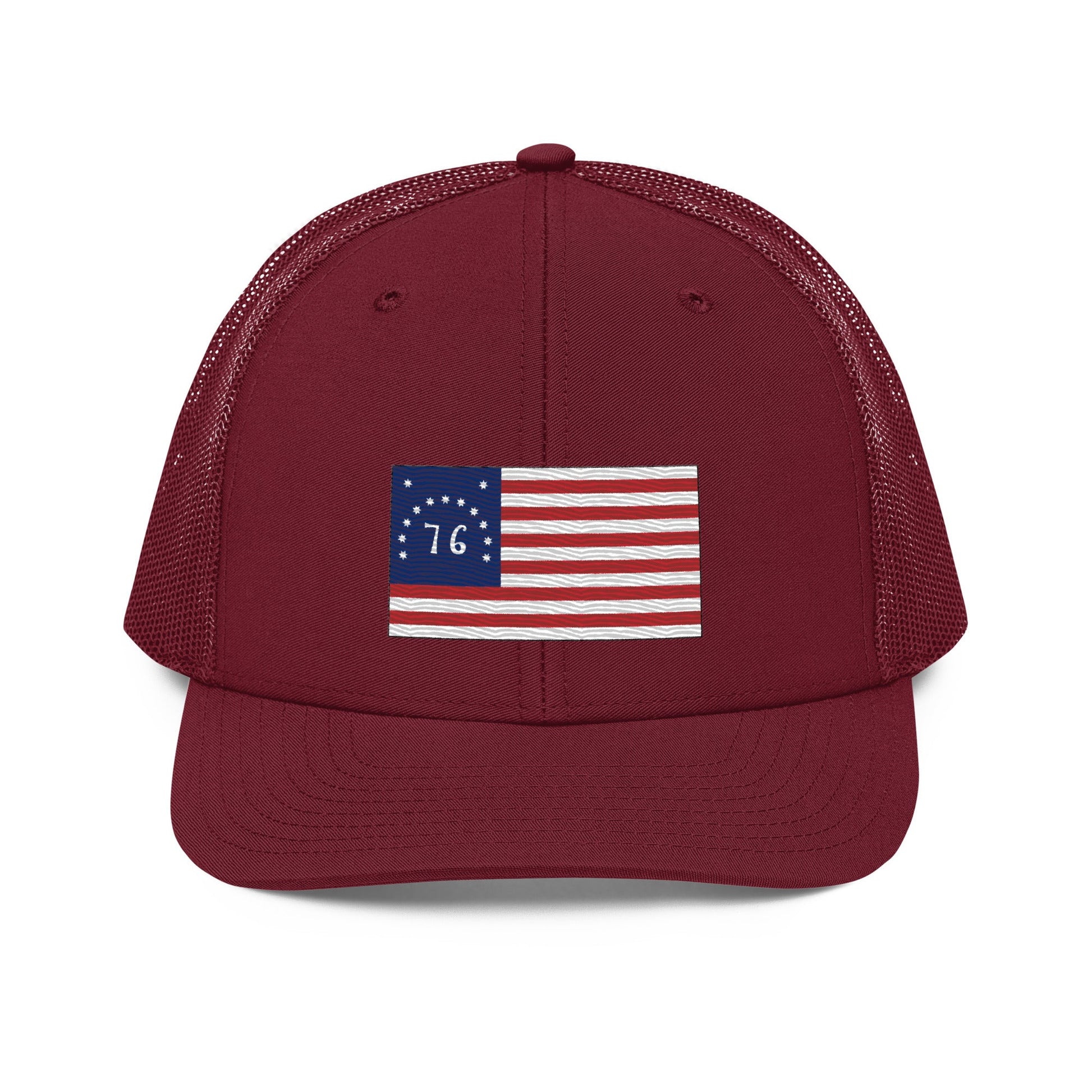 Embroidered Bennington Flag | Snapback Trucker Cap | Richardson 112 Richardson 112 Gun Beaver Cardinal  