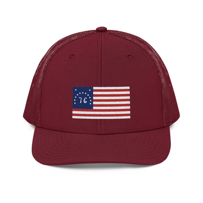 Embroidered Bennington Flag | Snapback Trucker Cap | Richardson 112 Richardson 112 Gun Beaver Cardinal  