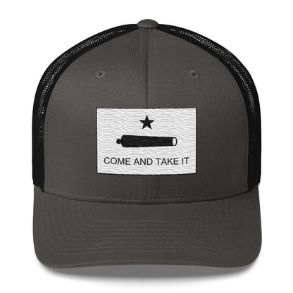 Embroidered "Come and Take It" Gonzales Flag | Retro Trucker Cap Retro Trucker Cap Gun Beaver Charcoal/ Black  