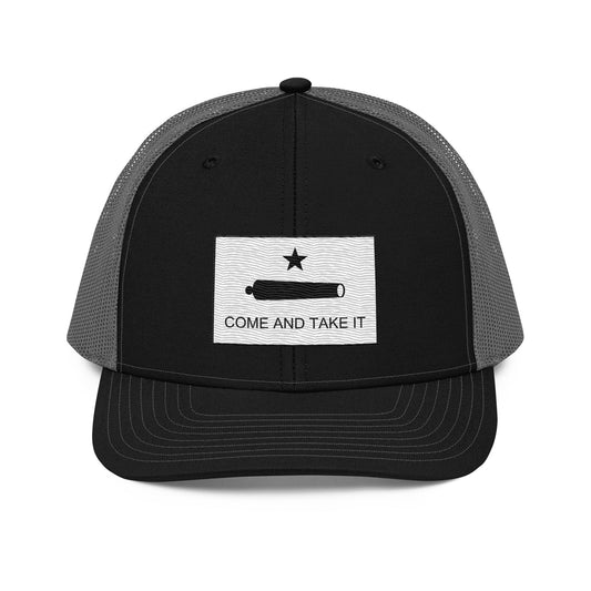 Embroidered "Come and Take It" Gonzales Flag | Snapback Trucker Cap | Richardson 112 Richardson 112 Gun Beaver Black / Charcoal  