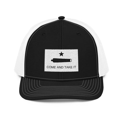 Embroidered "Come and Take It" Gonzales Flag | Snapback Trucker Cap | Richardson 112 Richardson 112 Gun Beaver Black / White  
