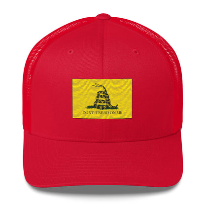 Embroidered "Don't Tread on Me" Gadsden Flag | Retro Trucker Cap Retro Trucker Cap Gun Beaver Red  