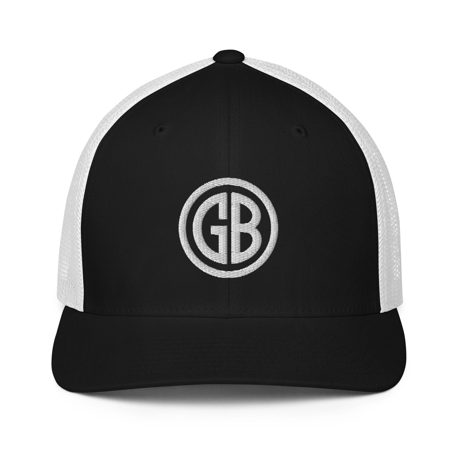 Embroidered Gun Beaver Logo | Closed-Back Trucker Cap | Flexfit 6511 Flexfit 6511 Gun Beaver Black/White  
