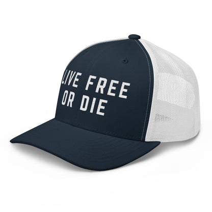 Embroidered "LIVE FREE OR DIE" | Retro Trucker Cap Retro Trucker Cap Gun Beaver