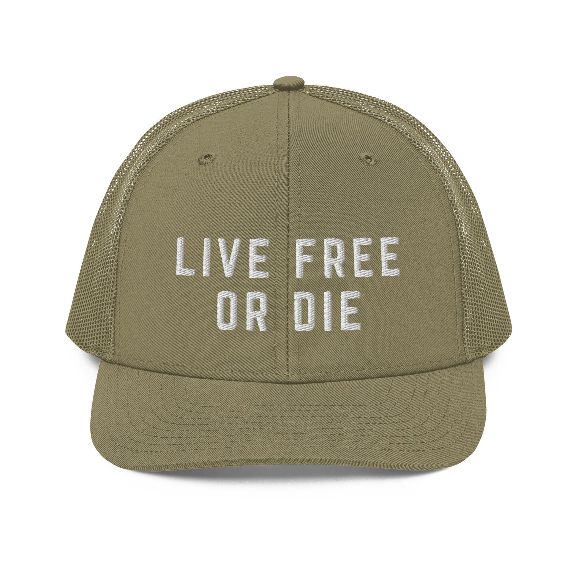 Embroidered "LIVE FREE OR DIE" | Snapback Trucker Cap | Richardson 112 Richardson 112 Gun Beaver Loden