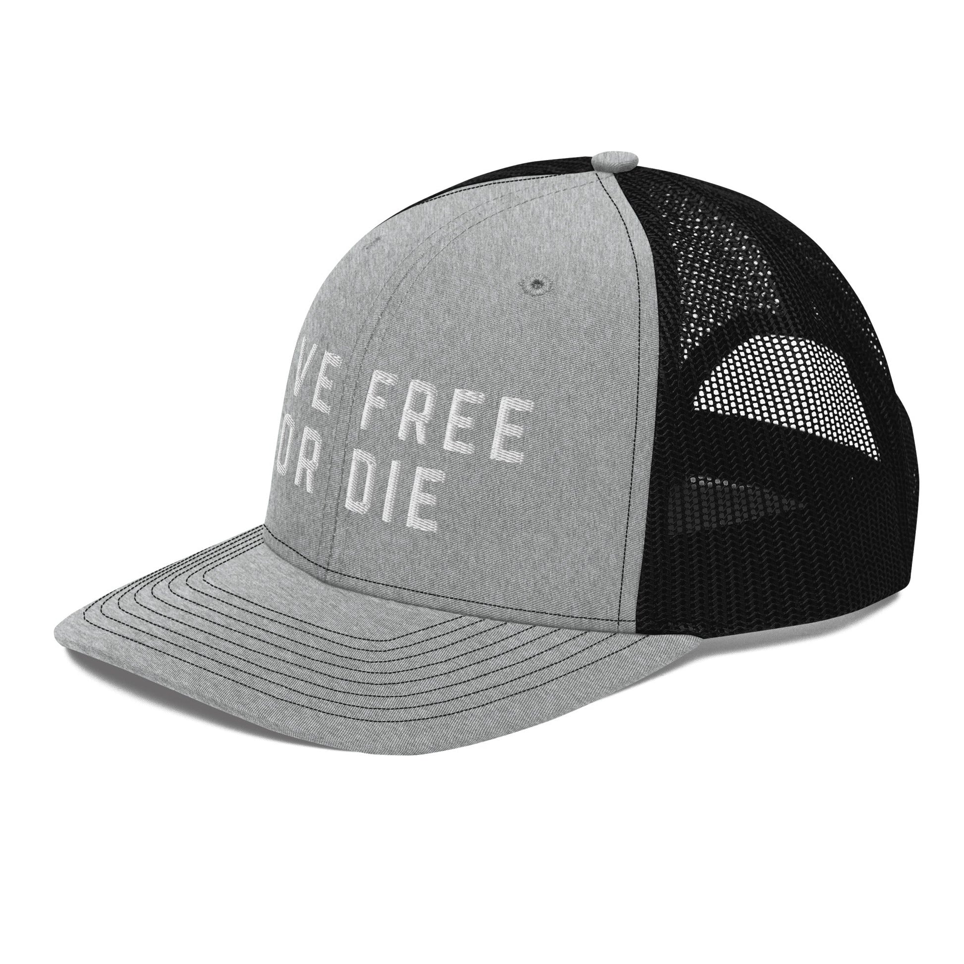 Embroidered "LIVE FREE OR DIE" | Snapback Trucker Cap | Richardson 112 Richardson 112 Gun Beaver