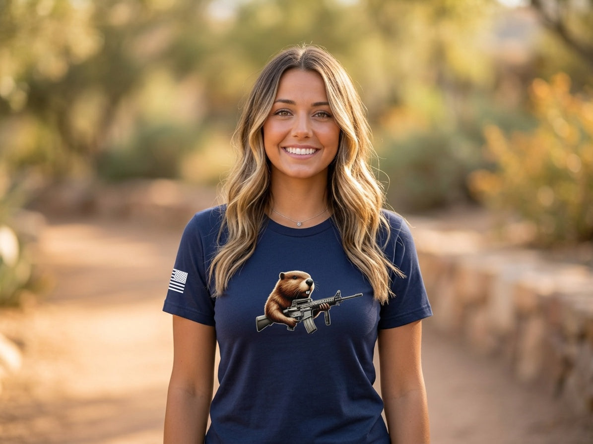 Gun Beaver Locked and Loaded Tee - female model