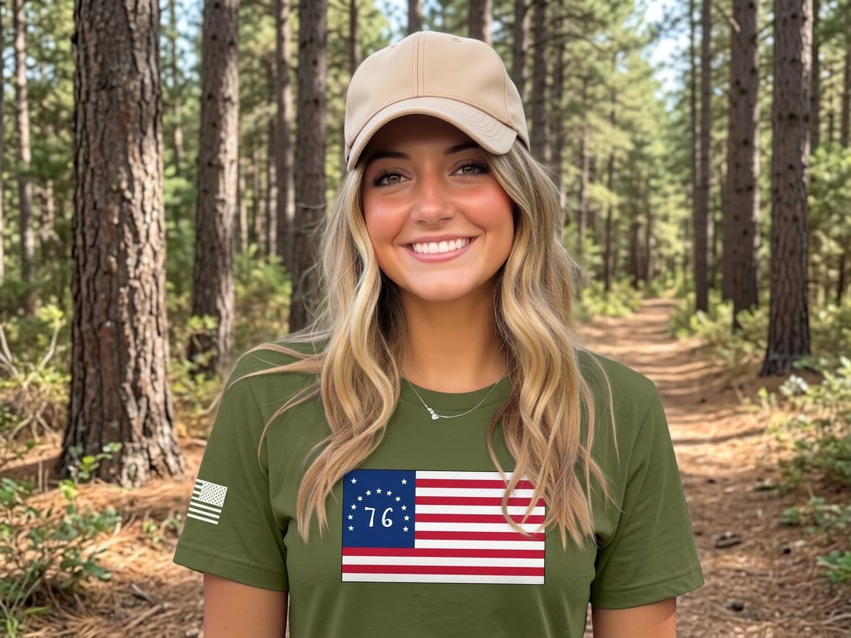Bennington Flag Tee - female model