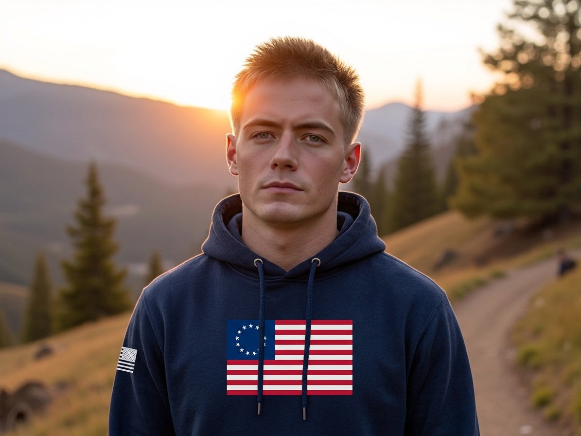 Betsy Ross Flag Hoodie - male model