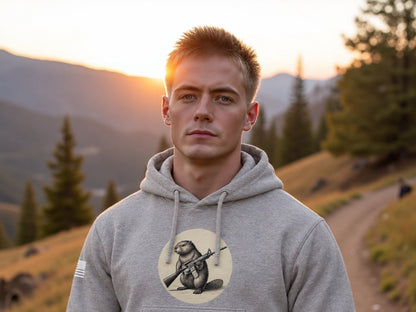 Strapped Beaver Hoodie - male model