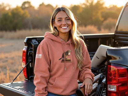 Stuffed Beaver Hoodie - female model