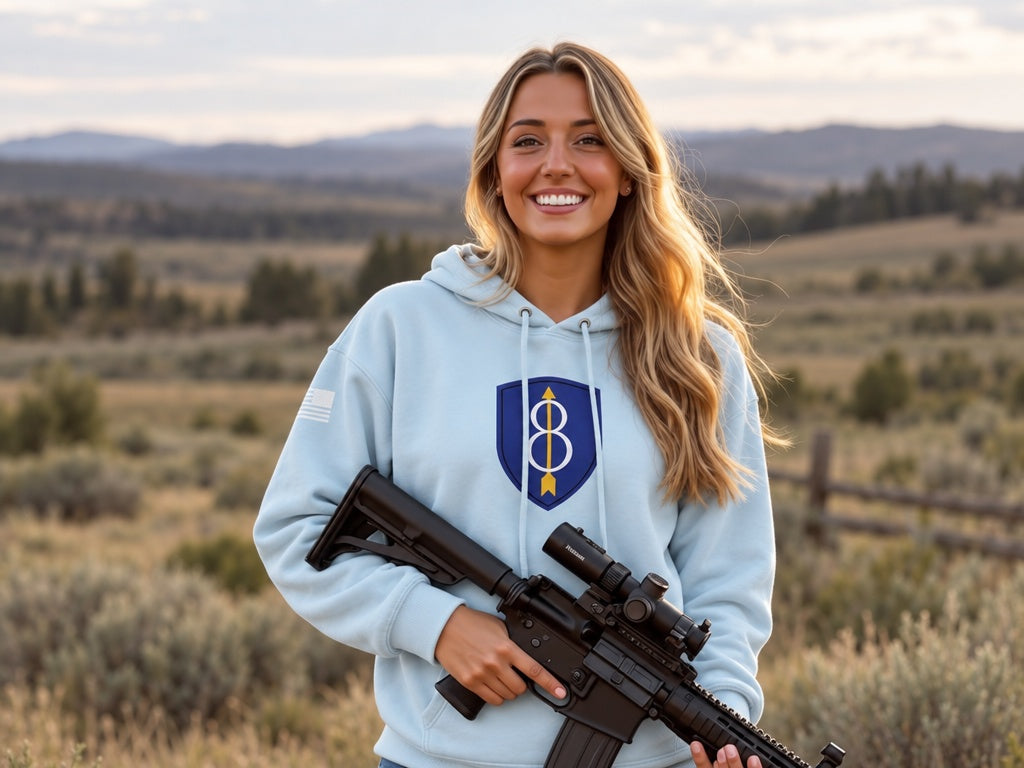 8th Infantry Division Pathfinder Hoodie - female model