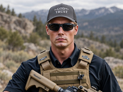 In God We Trust Flexfit 6511 Trucker Cap - male model