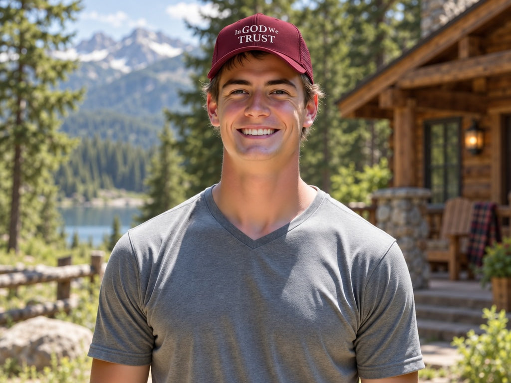 In God We Trust Richardson 112 Trucker Cap - male model