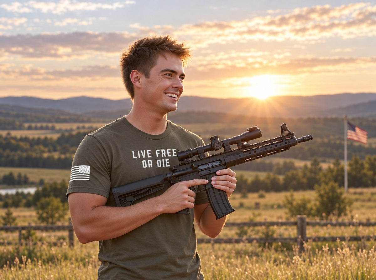 Live Free or Die T-Shirt - male model