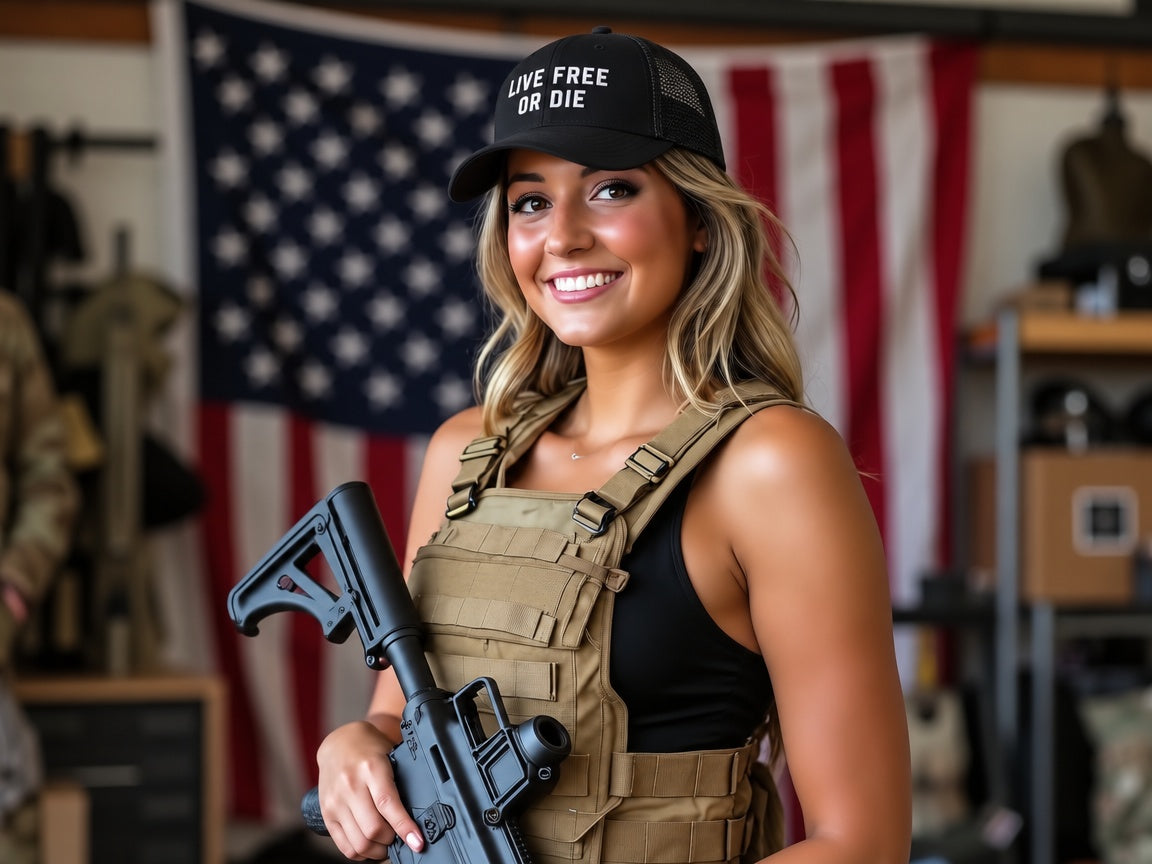 Live Free or Die Richardson 112 Trucker Cap - female model