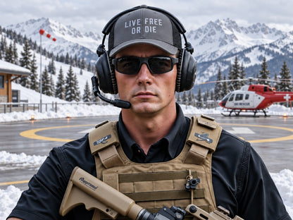 Live Free or Die Richardson 112 Trucker Cap - male model