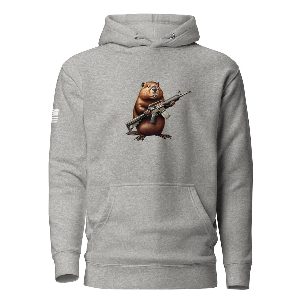 Gun Beaver Clutching Rifle hoodie, Carbon Grey