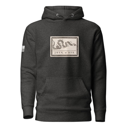 "Join or Die" Flag | Premium Cotton Hoodie Cotton Hoodie Gun Beaver Charcoal Heather S 