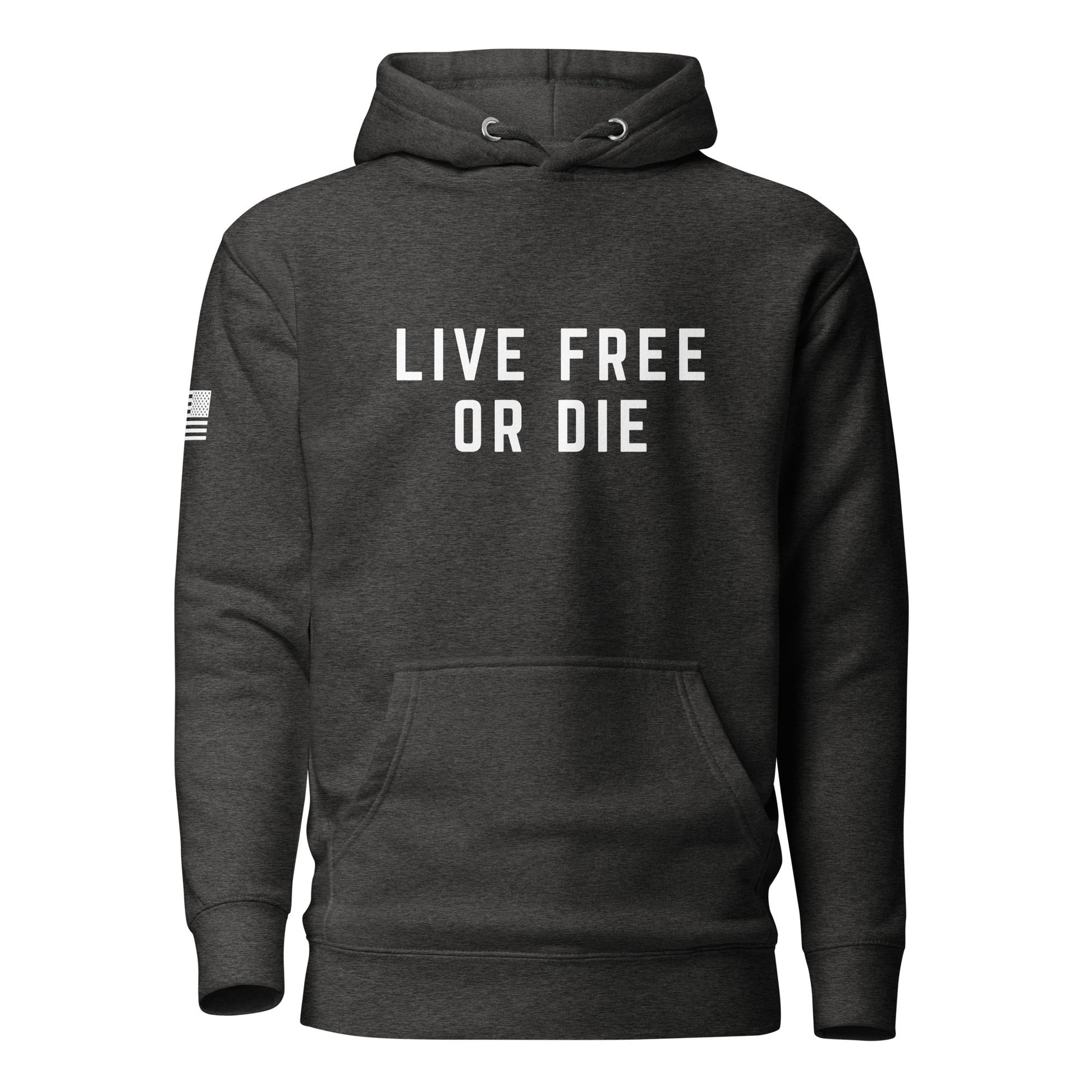 "LIVE FREE OR DIE" | Premium Cotton Hoodie Cotton Hoodie Gun Beaver Charcoal Heather S