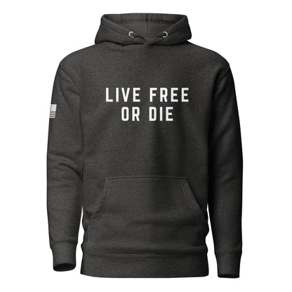 "LIVE FREE OR DIE" | Premium Cotton Hoodie Cotton Hoodie Gun Beaver Charcoal Heather S