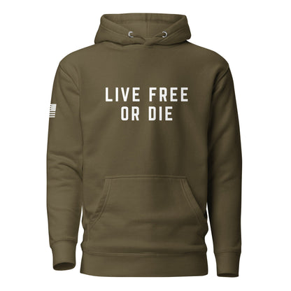 "LIVE FREE OR DIE" | Premium Cotton Hoodie Cotton Hoodie Gun Beaver Military Green S