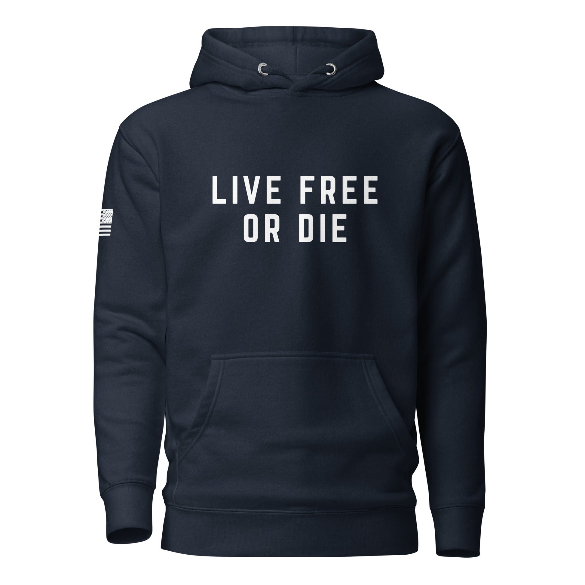 "LIVE FREE OR DIE" | Premium Cotton Hoodie Cotton Hoodie Gun Beaver Navy Blazer S