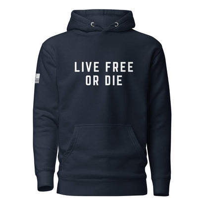 "LIVE FREE OR DIE" | Premium Cotton Hoodie Cotton Hoodie Gun Beaver Navy Blazer S