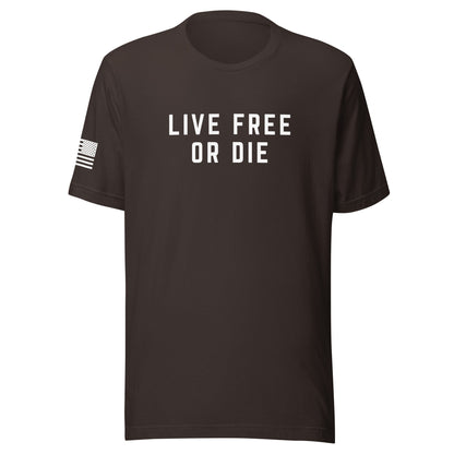 "LIVE FREE OR DIE" | Short Sleeve Jersey T-Shirt | Bella + Canvas T-Shirt Gun Beaver Brown S