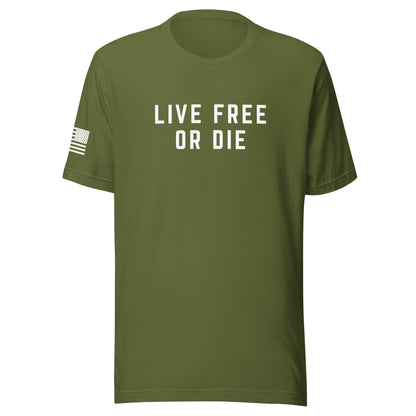 "LIVE FREE OR DIE" | Short Sleeve Jersey T-Shirt | Bella + Canvas T-Shirt Gun Beaver Olive S