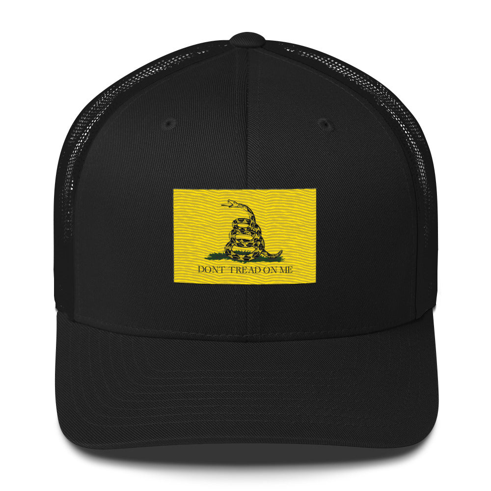 Embroidered "Don't Tread on Me" Gadsden Flag | Retro Trucker Cap Retro Trucker Cap Gun Beaver Black  