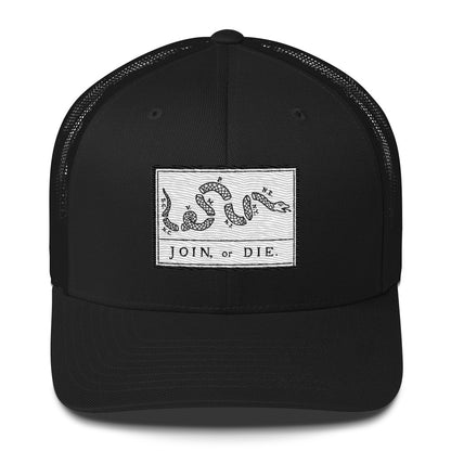 Embroidered “Join or Die" Flag | Retro Trucker Cap Retro Trucker Cap Gun Beaver Black  